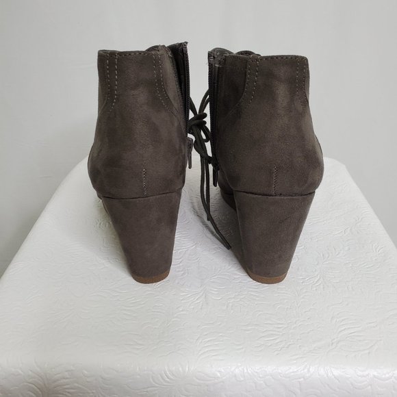Gray Suede Wedge Booties - Picture 7 of 8